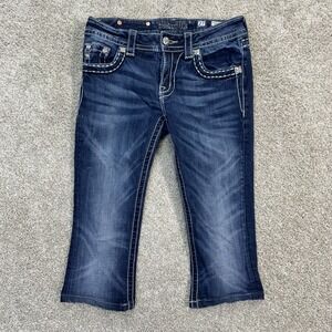 Miss Me Boot Cut Jeans Women 27 Dark Wash Embellished Cropped JP5879B2